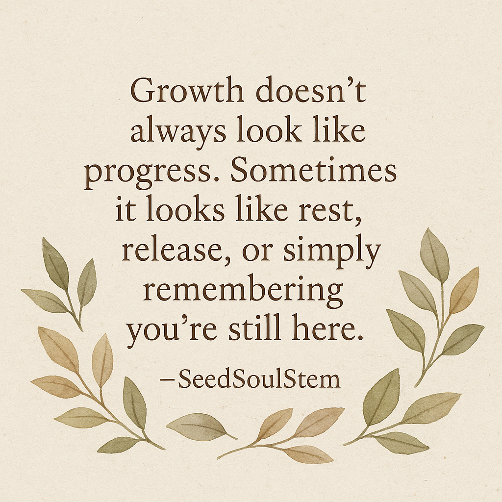 Growth doesn’t always look like progress. Sometimes it looks like rest, release, or simply remembering you’re still here. —SeedSoulStem